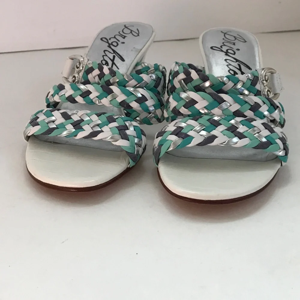 BRIGHTON Braided Leather Kitten Heel Sandals Tress Women’s Size 7
